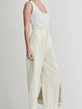 Apiece Apart Women's Bari Crop Trouser, High-Waist Wide Leg Pants - Cream
